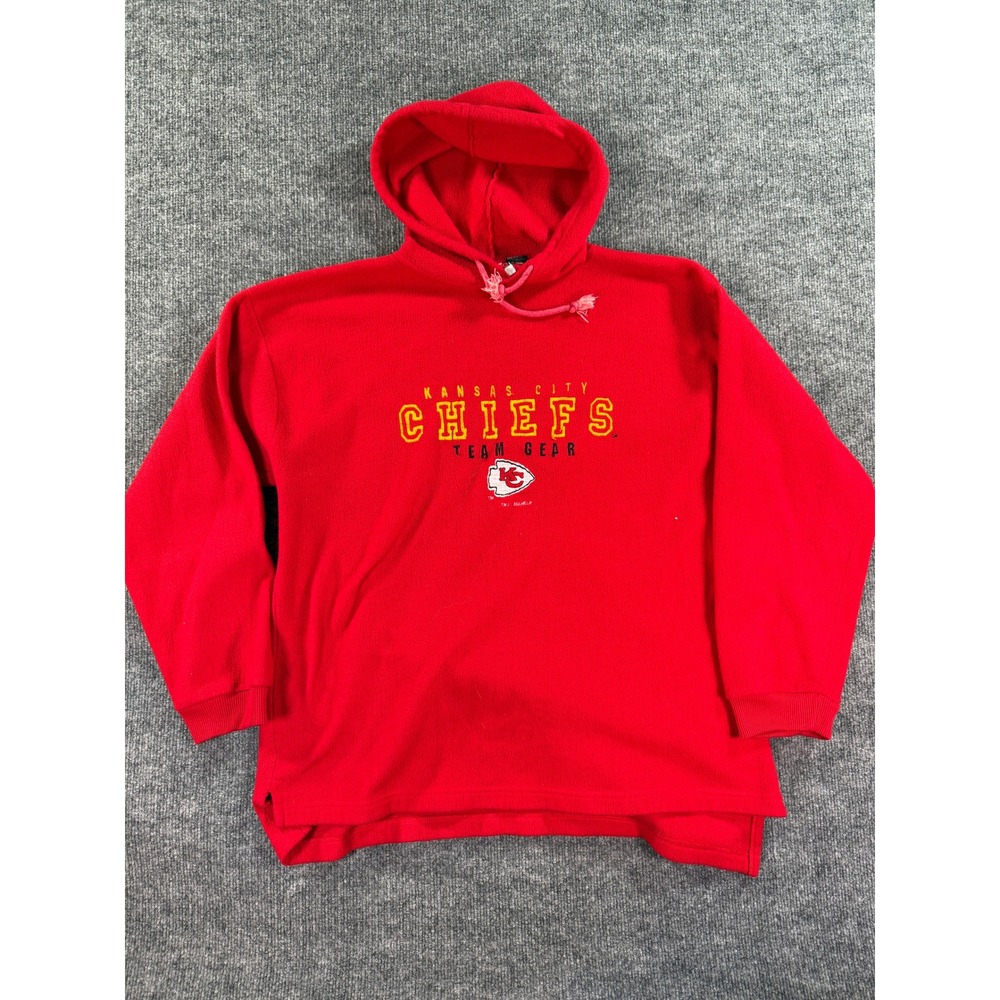 Vintage The Edge Kansas City Chiefs Fleece Hoodie Mens Large Red NFL‎ Pullover